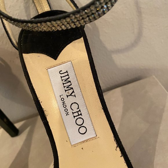 Jimmy Choo Daisy 100 Rhinestone Embellished Sandals  Size 37/7US  w/box - Picture 5 of 12